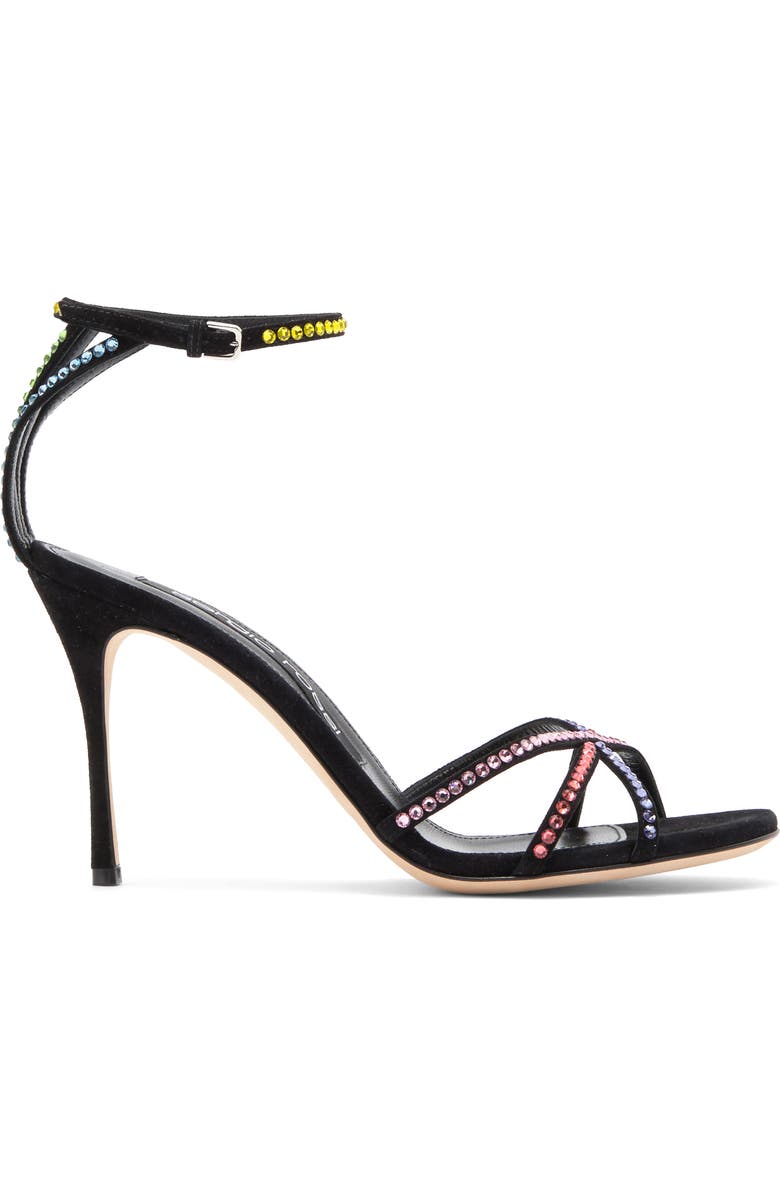 Sergio Rossi Crystal Embellished Ankle Strap Stiletto Sandal, Alternate, color,