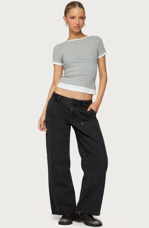 Edikted Ayla Low Rise Wide Leg Carpenter Jeans In Black