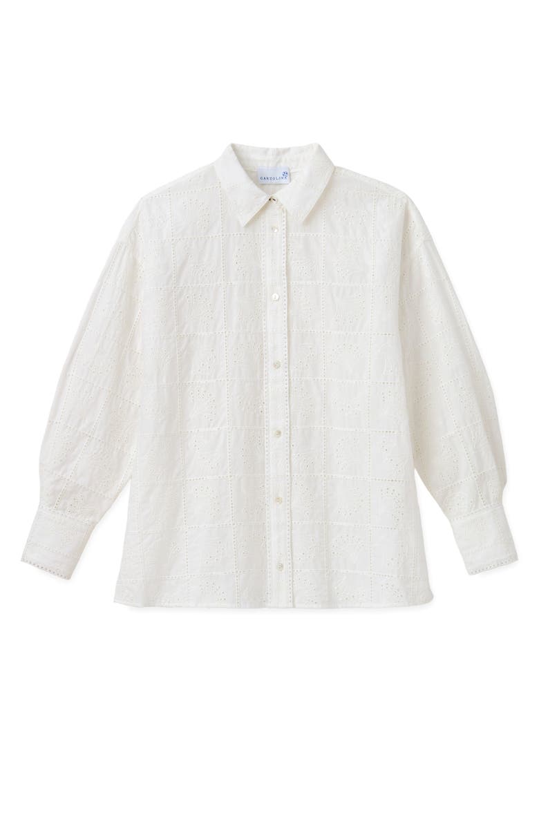 Cartolina Margaux Eyelet Button Down Shirt, Main, color, Soft White