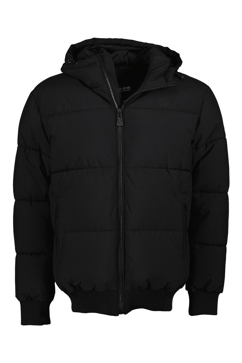 Gunnar Hooded Puffer Bomber Jacket, Alternate, color, BLACK