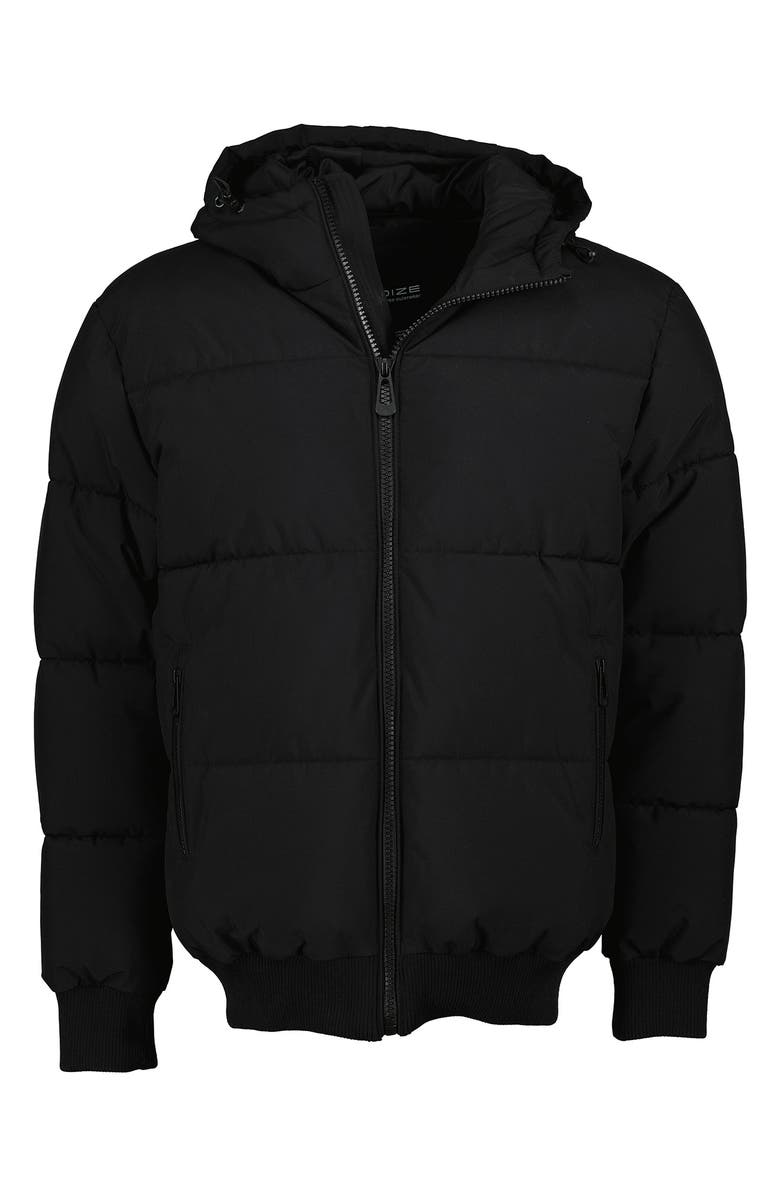 Noize Gunnar Hooded Puffer Bomber Jacket, Alternate, color, Black