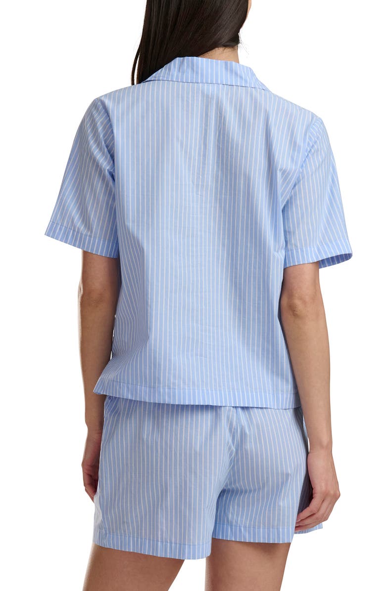 Splendid Plaid Short Sleeve Notch Top and Boxer Pajamas, Alternate, color, Stripe Hydrangea