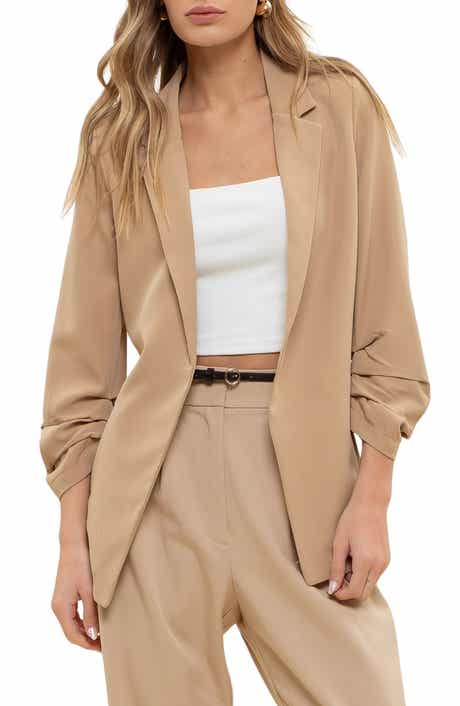 Blu Pepper Ruched Sleeve Blazer