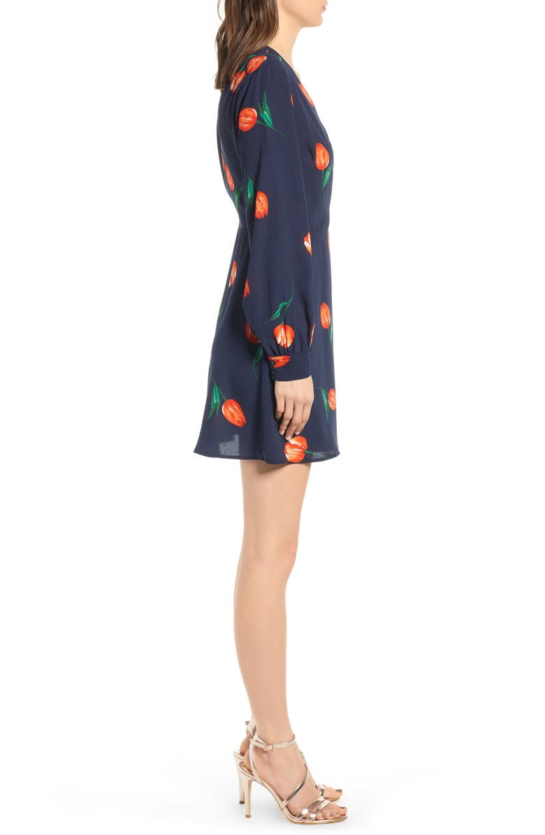 All in Favor Floral Wrap Mini Dress, Alternate, color, 