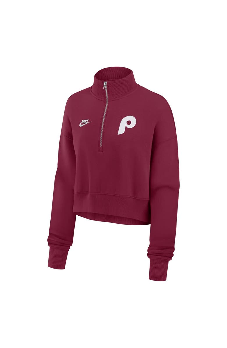 Nike Women's Nike Burgundy Philadelphia Phillies Cooperstown Collection Phoenix Fleece Half-Zip Sweatshirt, Alternate, color, 