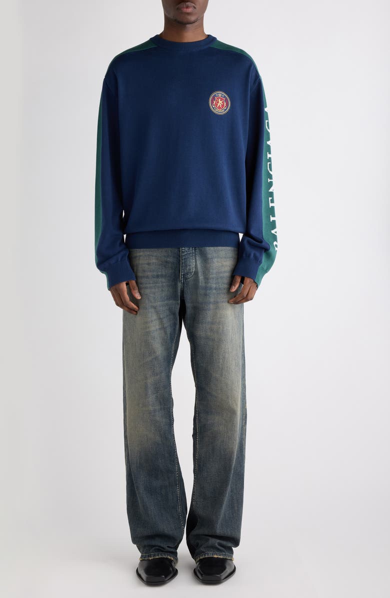 Balenciaga Relaxed Fit Jeans, Alternate, color, Navy/ Green/ Yellow
