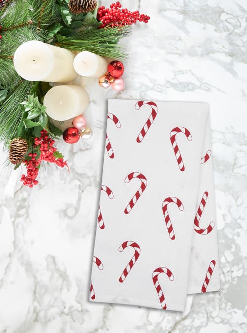 C & F Home C&f Home Candy Cane Wishes Towel In White