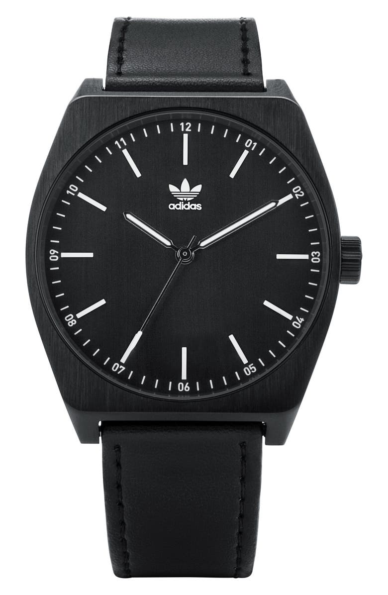 Nixon adidas Process Leather Strap Watch, 38mm, Main, color,