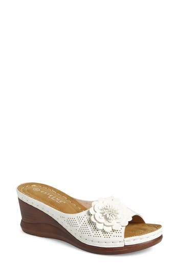 Extreme By Eddie Marc Flower Wedge Slide Sandal