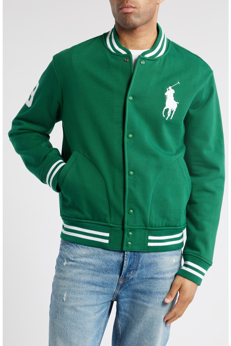 Big Pony Fleece Baseball Jacket, Alternate, color, TENNIS GREEN