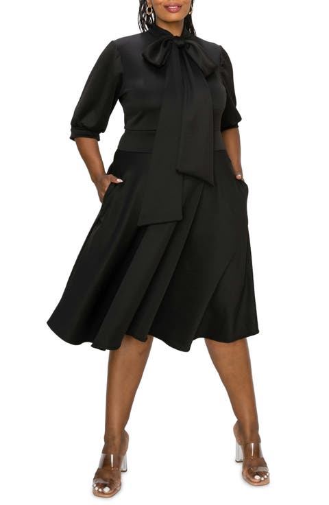 Carina Donna Fit & Flare Midi Dress (Plus)