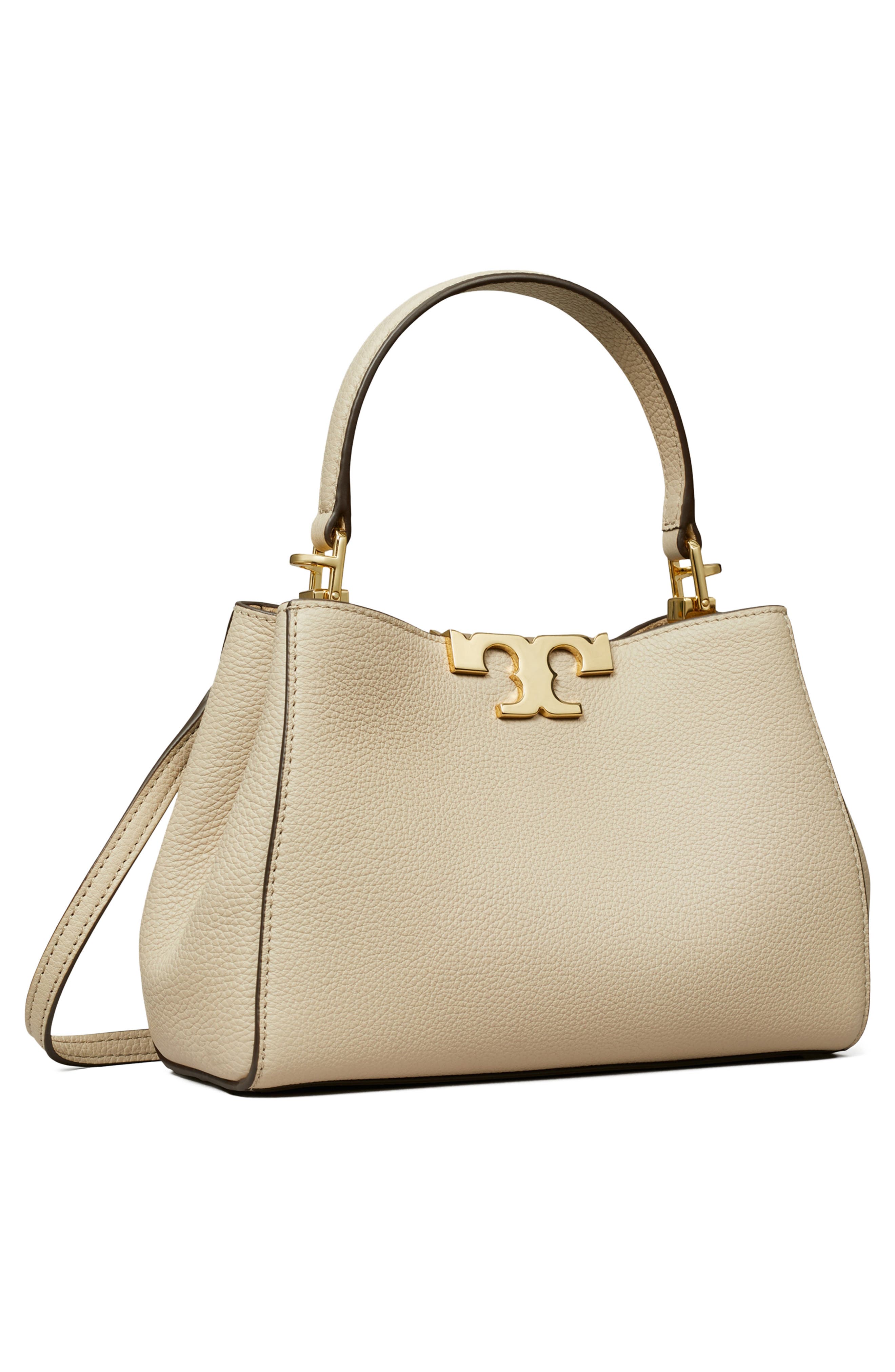 Tory Burch Mini Eleanor Soft Leather Satchel, Alternate, color, Light Stone