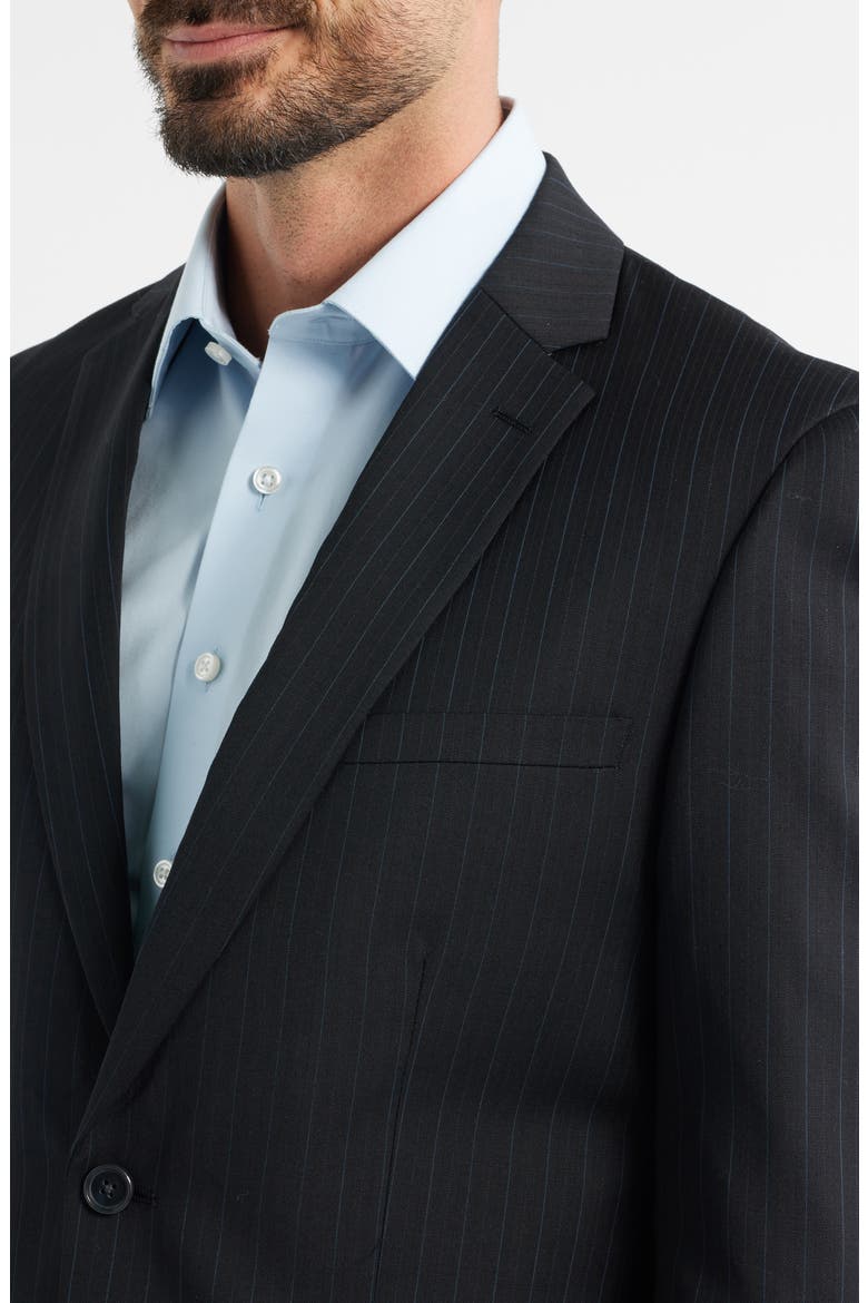 Modern Fit Black Pinstripe Wool Suit, Alternate, color, BLACK