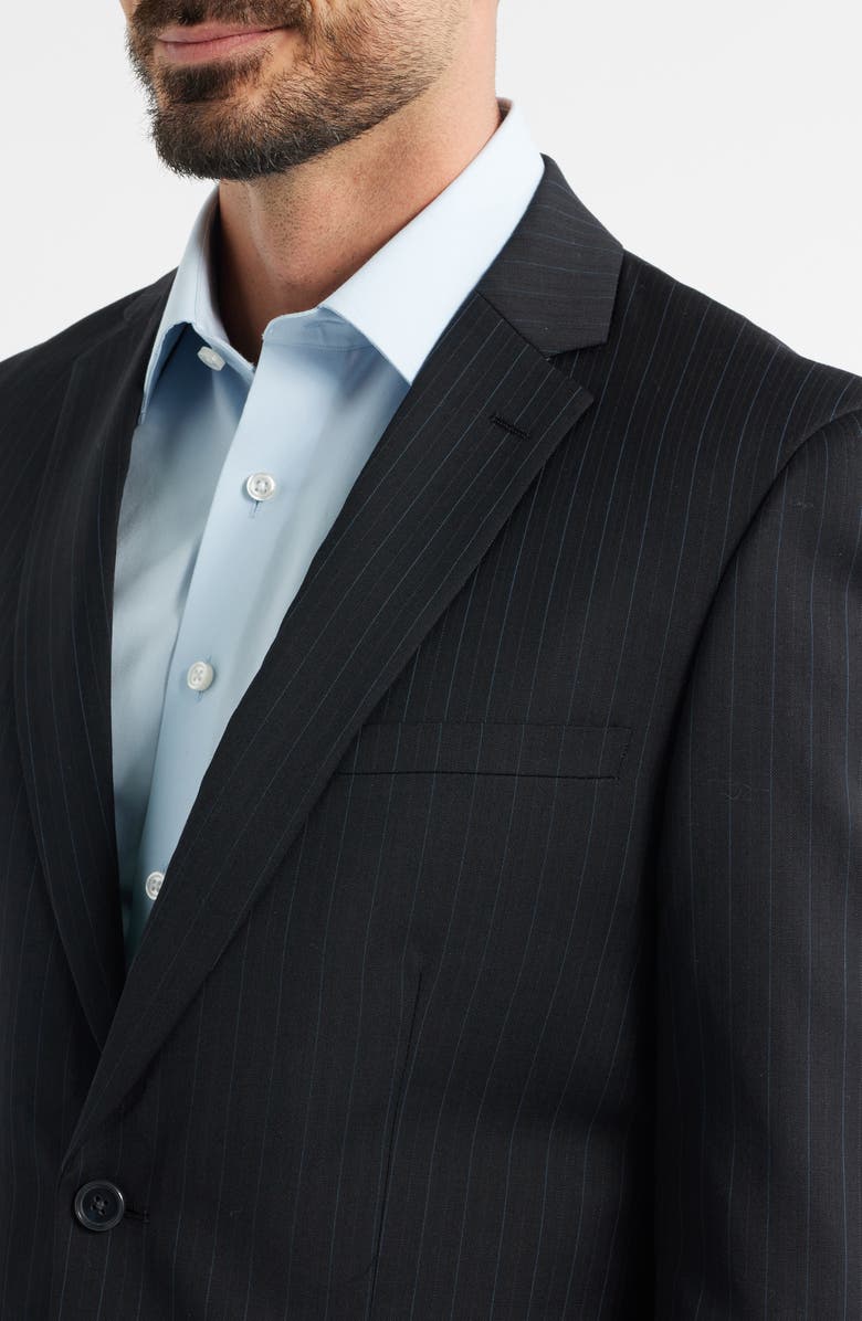 DANIEL HECHTER Modern Fit Black Pinstripe Wool Suit, Alternate, color, Black