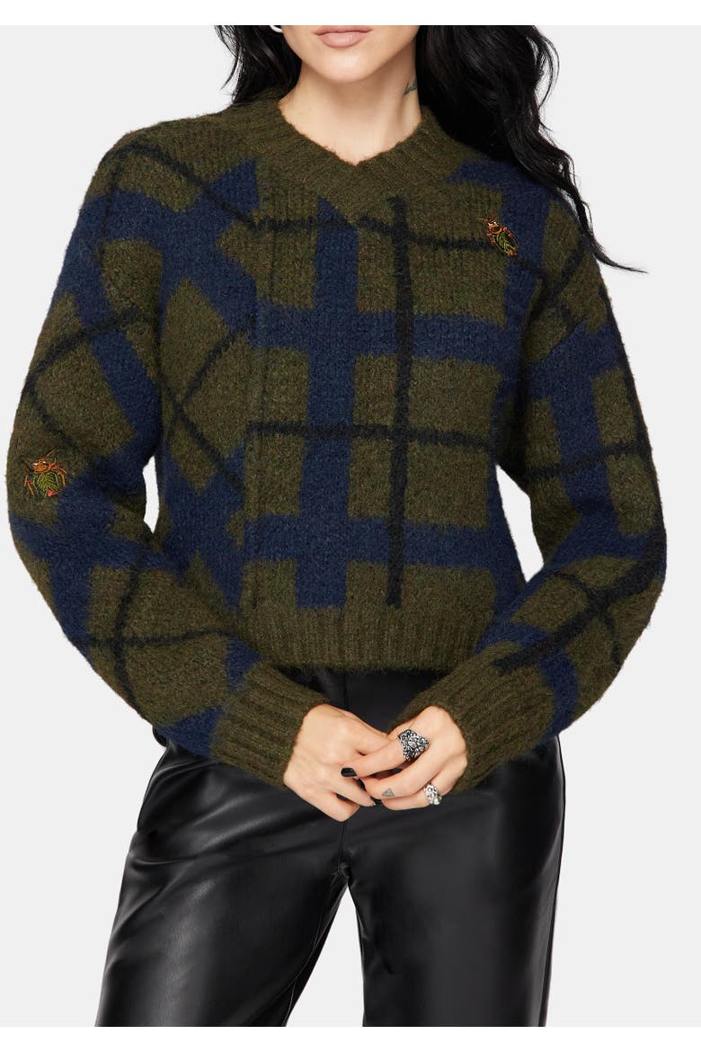 Nelly Spliced Jacquard Cropped Jumper, Main, color, Green