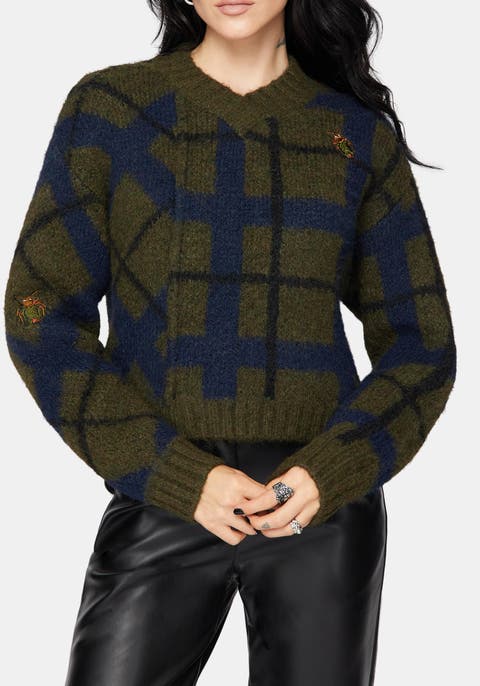 Nelly Spliced Jacquard Cropped Jumper