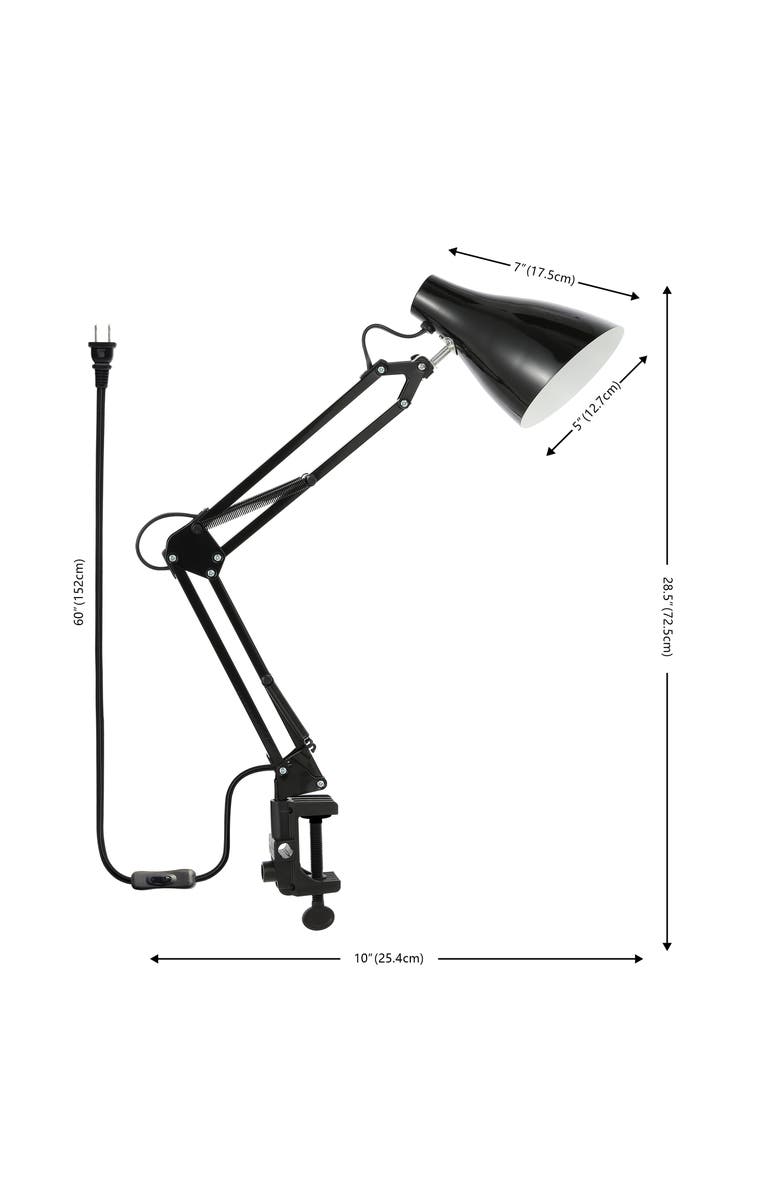 JONATHAN Y Odile Classic Industrial Adjustable Articulated Clamp-On LED Task Lamp, Alternate, color, Black