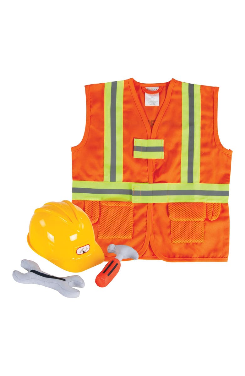 Kaplan Early Learning Company Construction Worker Garment Career Dress Up, Main, color, Orange