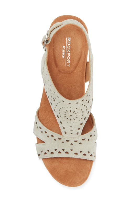 Rockport Belis Laser-cut Platform Wedge Sandal In Medium Green