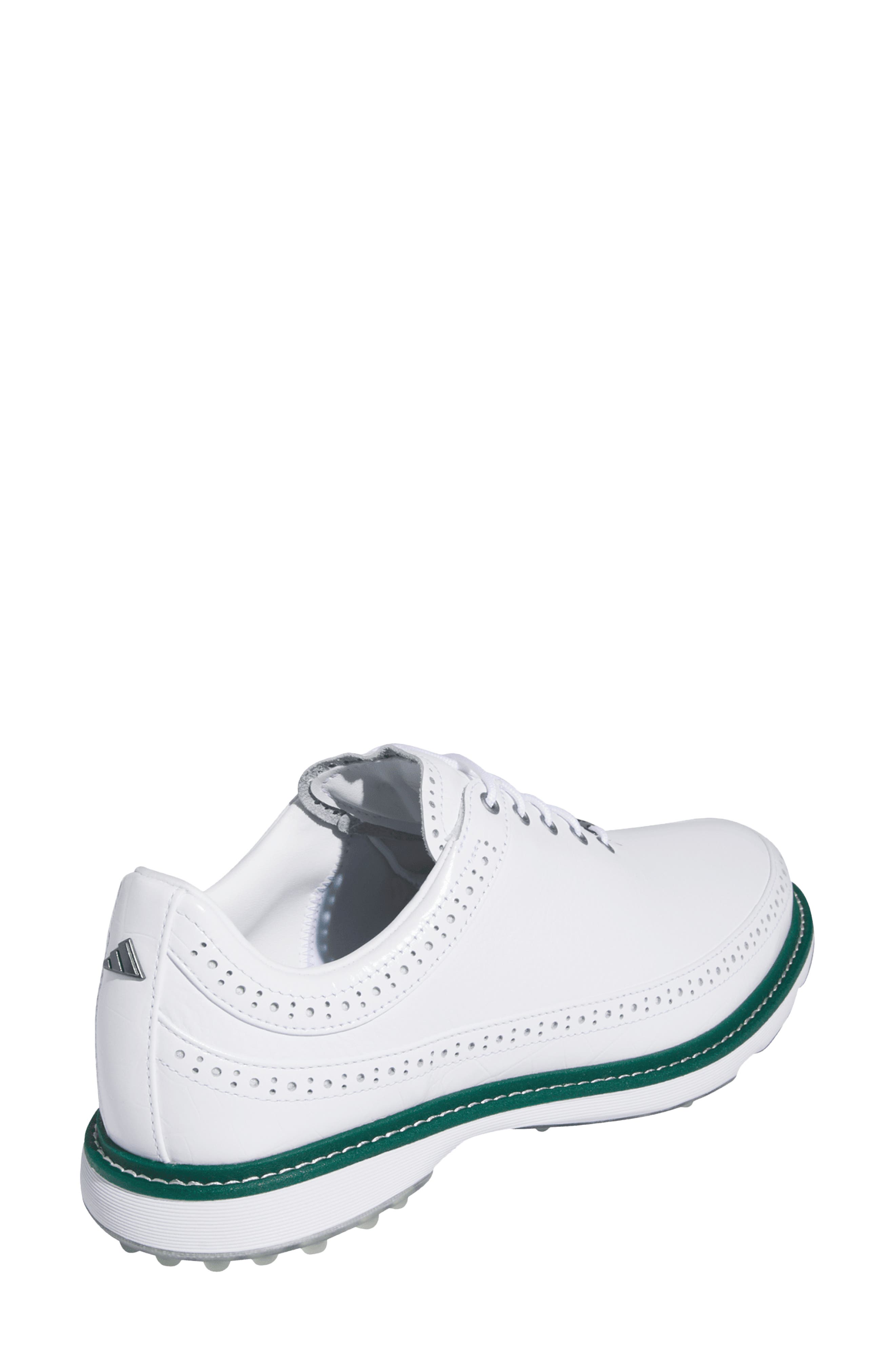 adidas Golf Gender Inclusive MC80 Spikeless Golf Shoe, Alternate, color, White/Silver/Collegiate Green