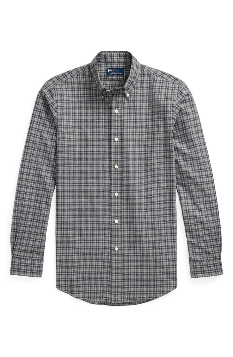 Polo Ralph Lauren Classic Fit Plaid Cotton Twill Button-Up Shirt, Alternate, color, Grey Navy Heather Multi
