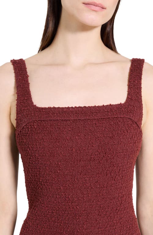 Theory Sleeveless Tweed Minidress In Burgundy
