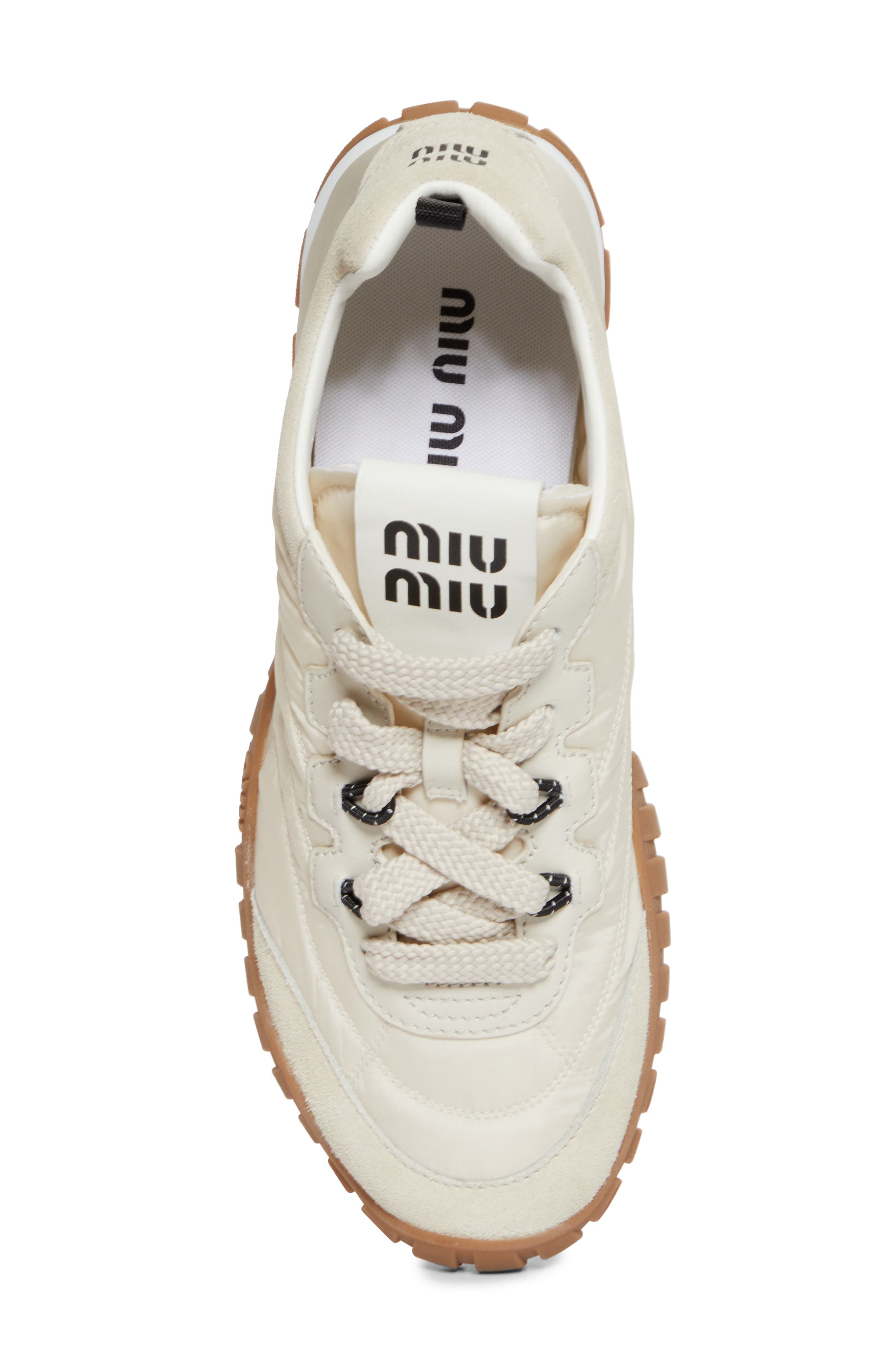 Miu Miu Sport Quilted Nylon Sneaker, Alternate, color, Avorio