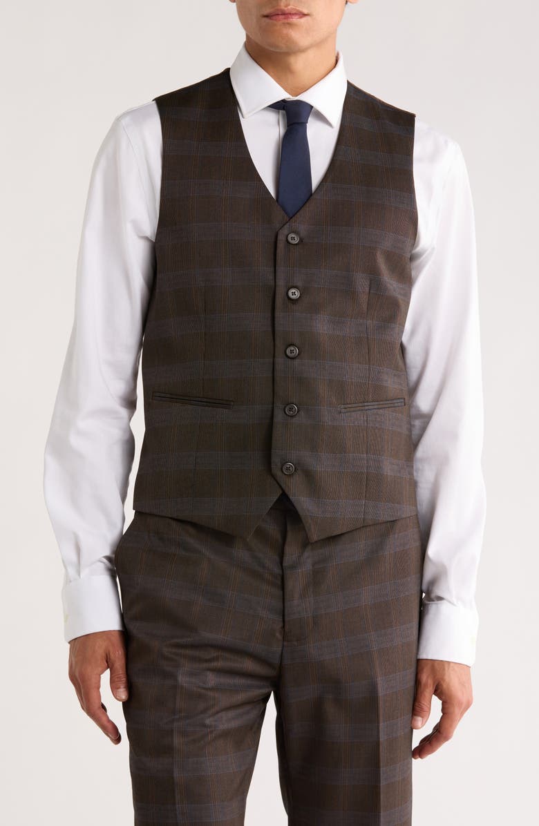 ZEGARIE Glen Plaid Mélange 3-Piece Suit, Alternate, color, Brown