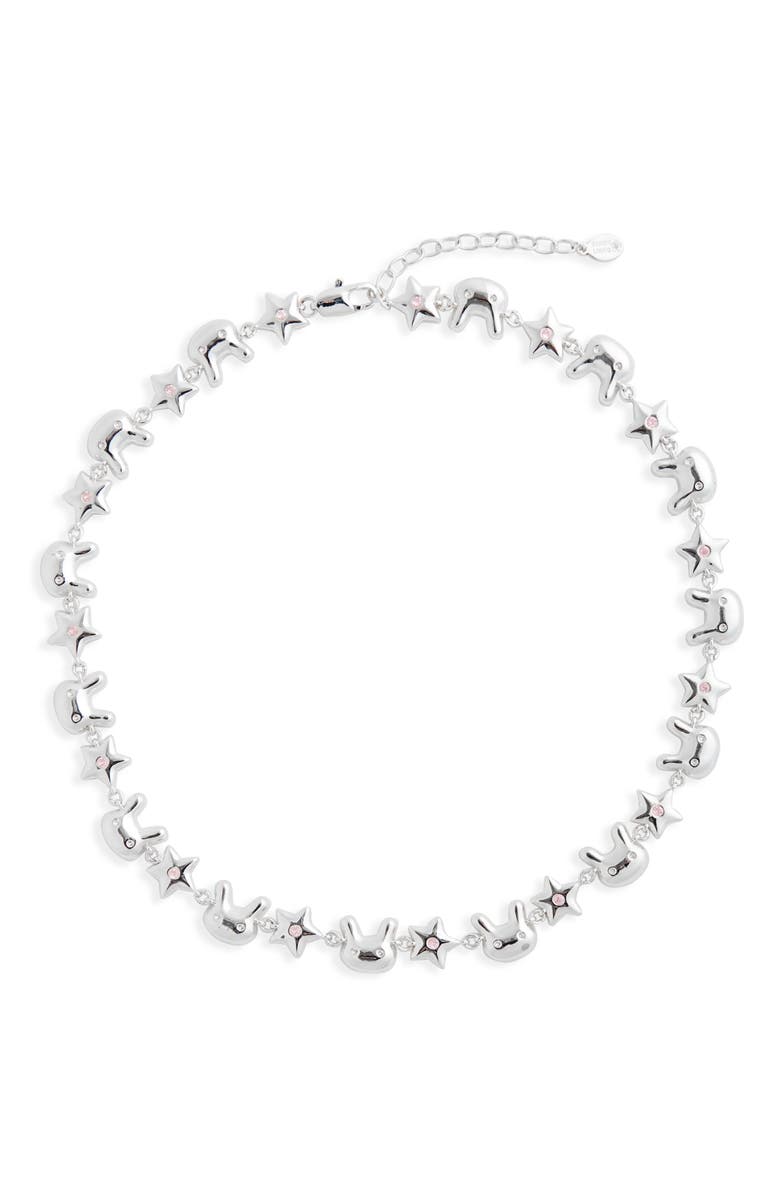 Sandy Liang Terminator Bunny & Star Necklace, Main, color, Silver