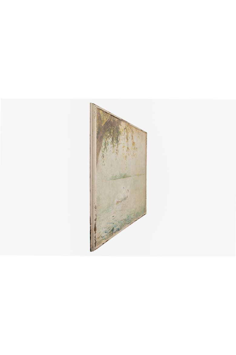 Swans on a Lake Distressed Wood Wall Art, Alternate, color, Multicolor