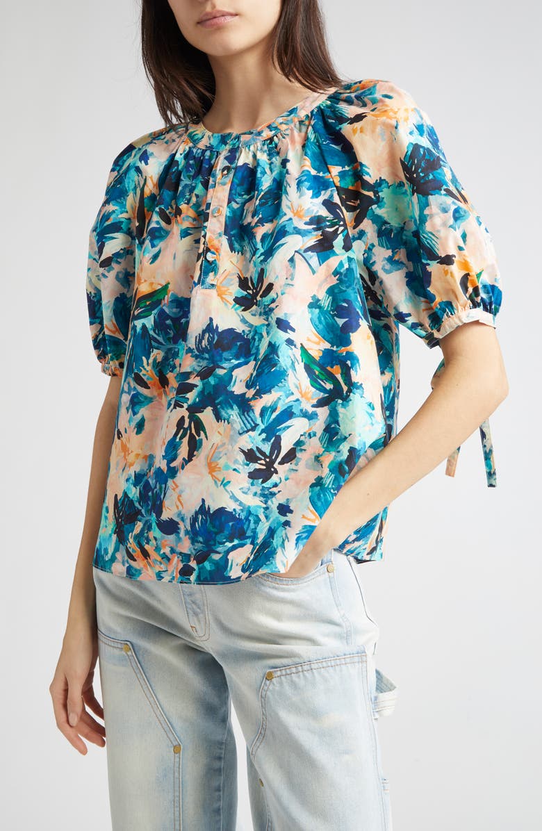 Ulla Johnson Vienne Floral Print Puff Sleeve Top, Alternate, color, 