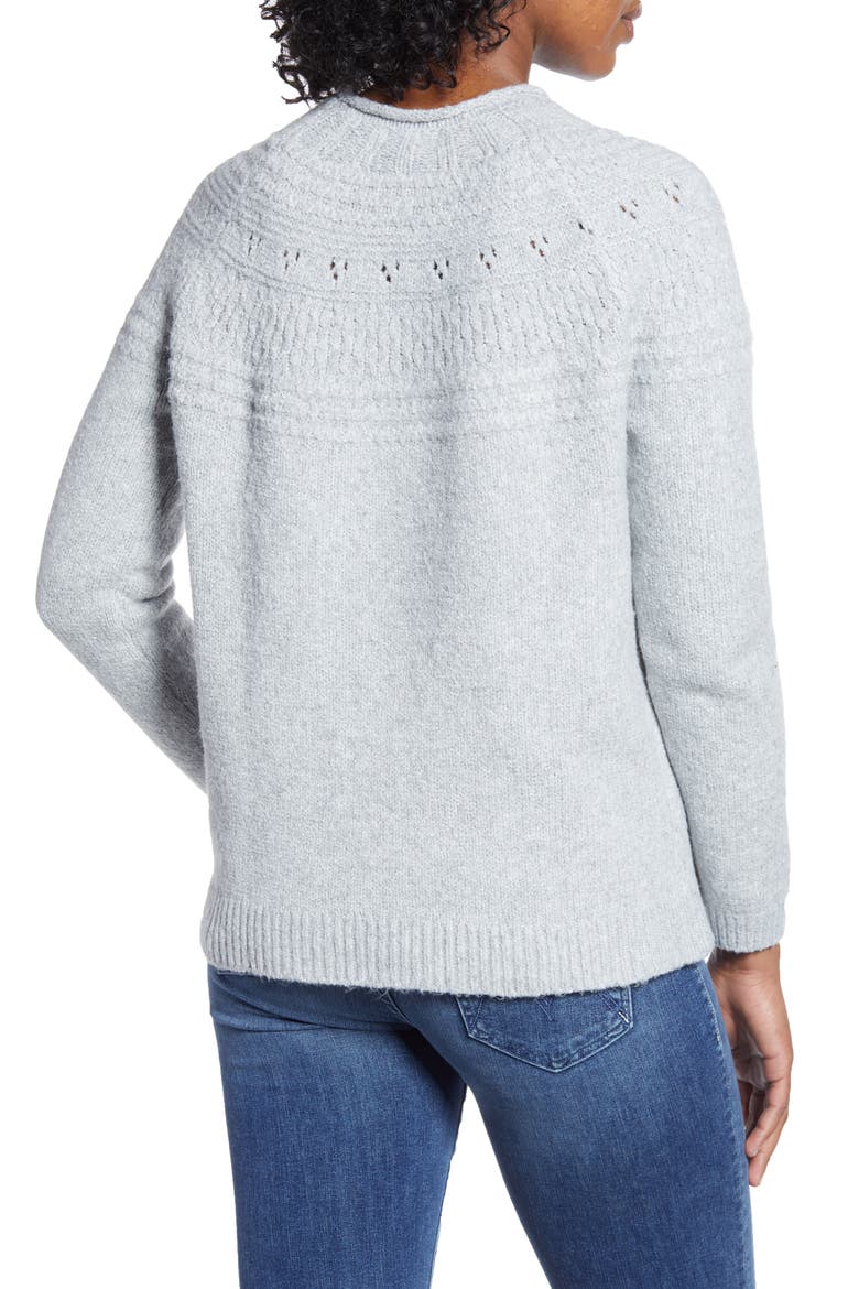 Stitch Detail Pullover, Alternate, color, GREY HEATHER