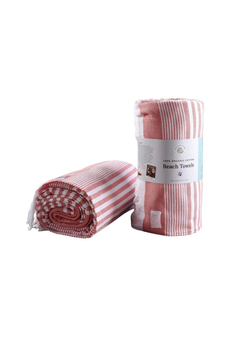 100 Organic Cotton Sunset Beach Towels, Main, color, Red