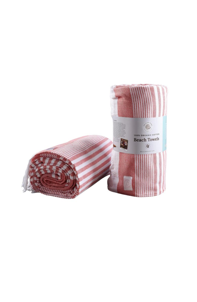 Delilah Home 100 Organic Cotton Sunset Beach Towels, Main, color, Red