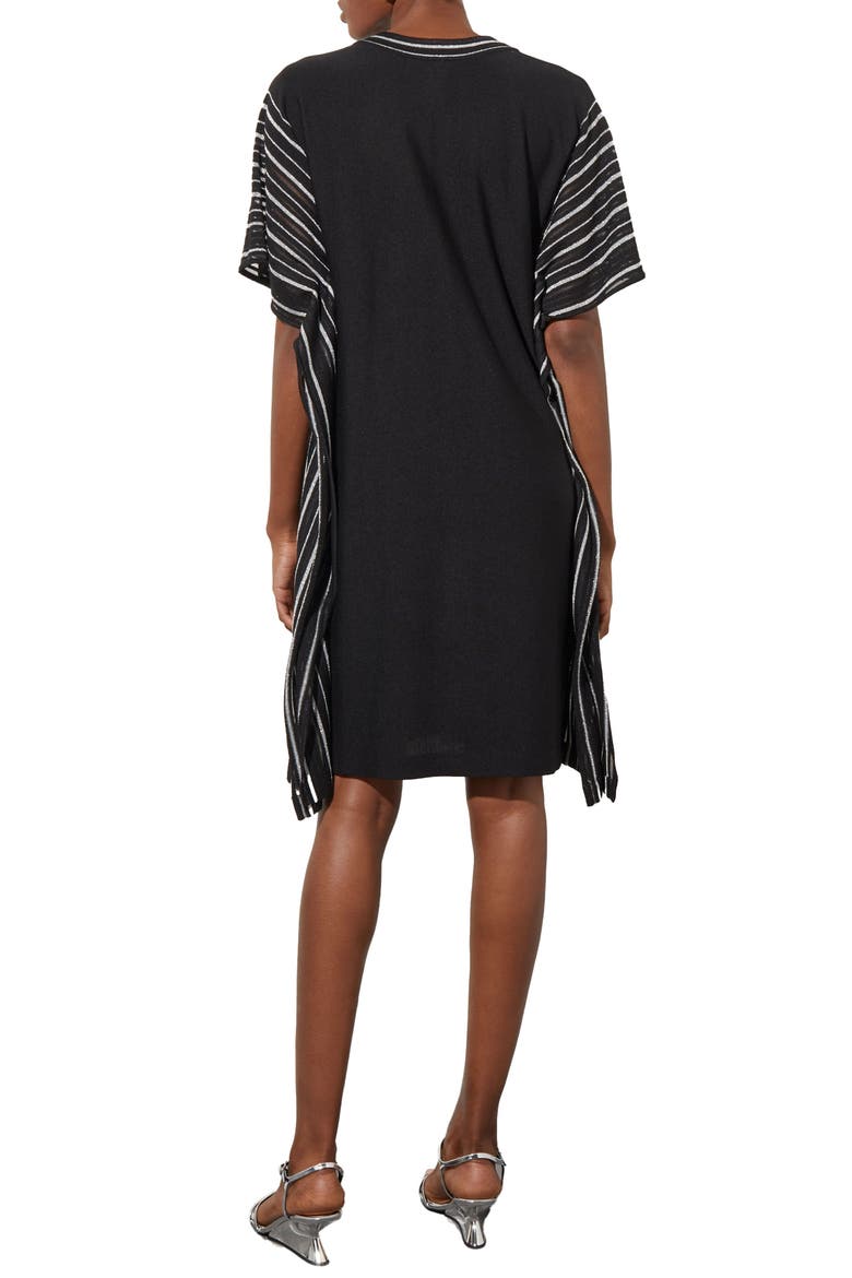 Shimmer Stripe Knit Dress, Alternate, color, BLACK/ SILVER