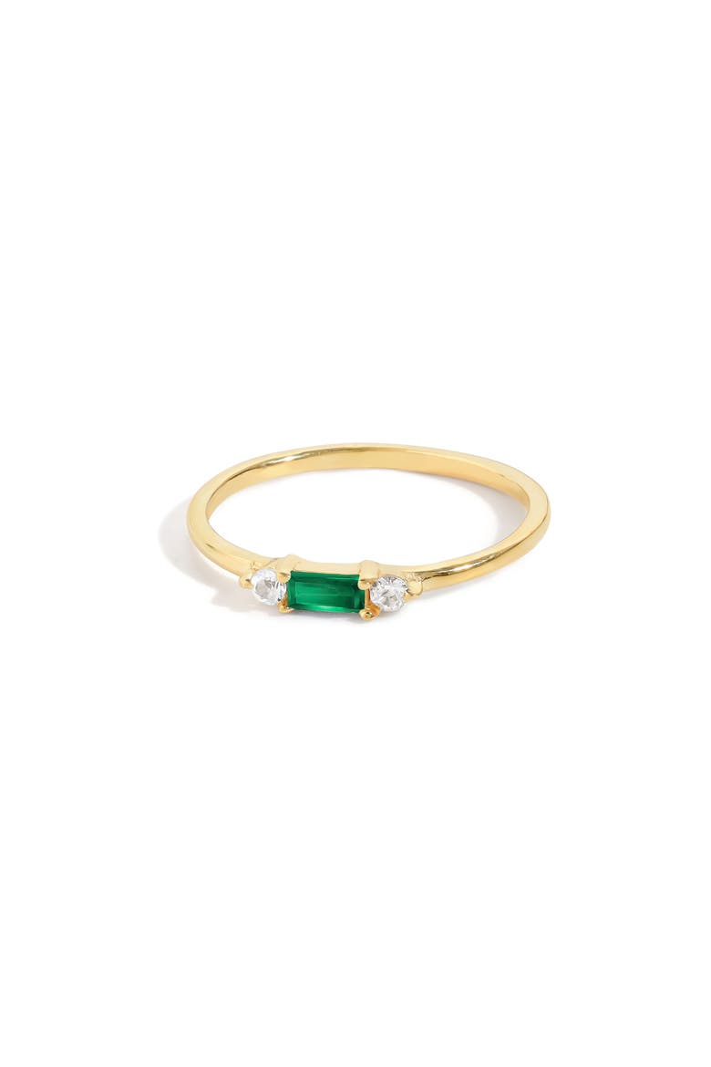 Baguette & Round Gemstone Ring, Alternate, color, GREEN