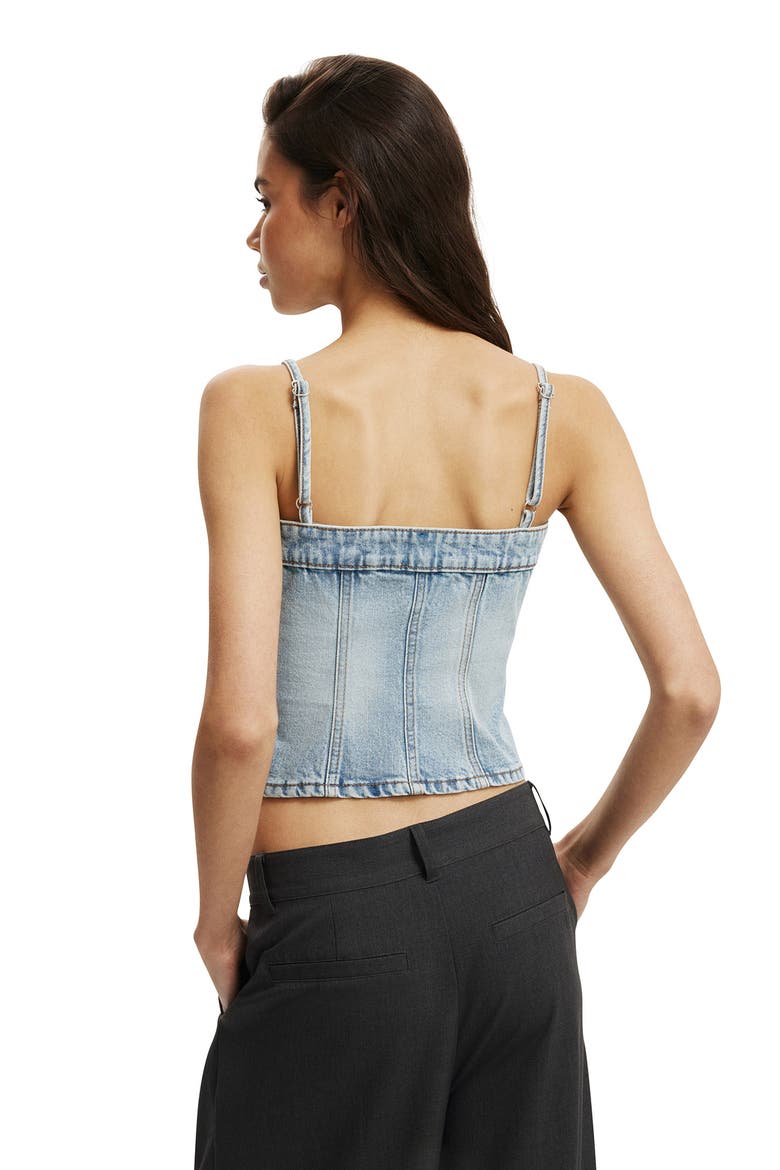 Women's Willow Denim Corset, Alternate, color, Olsen Blue