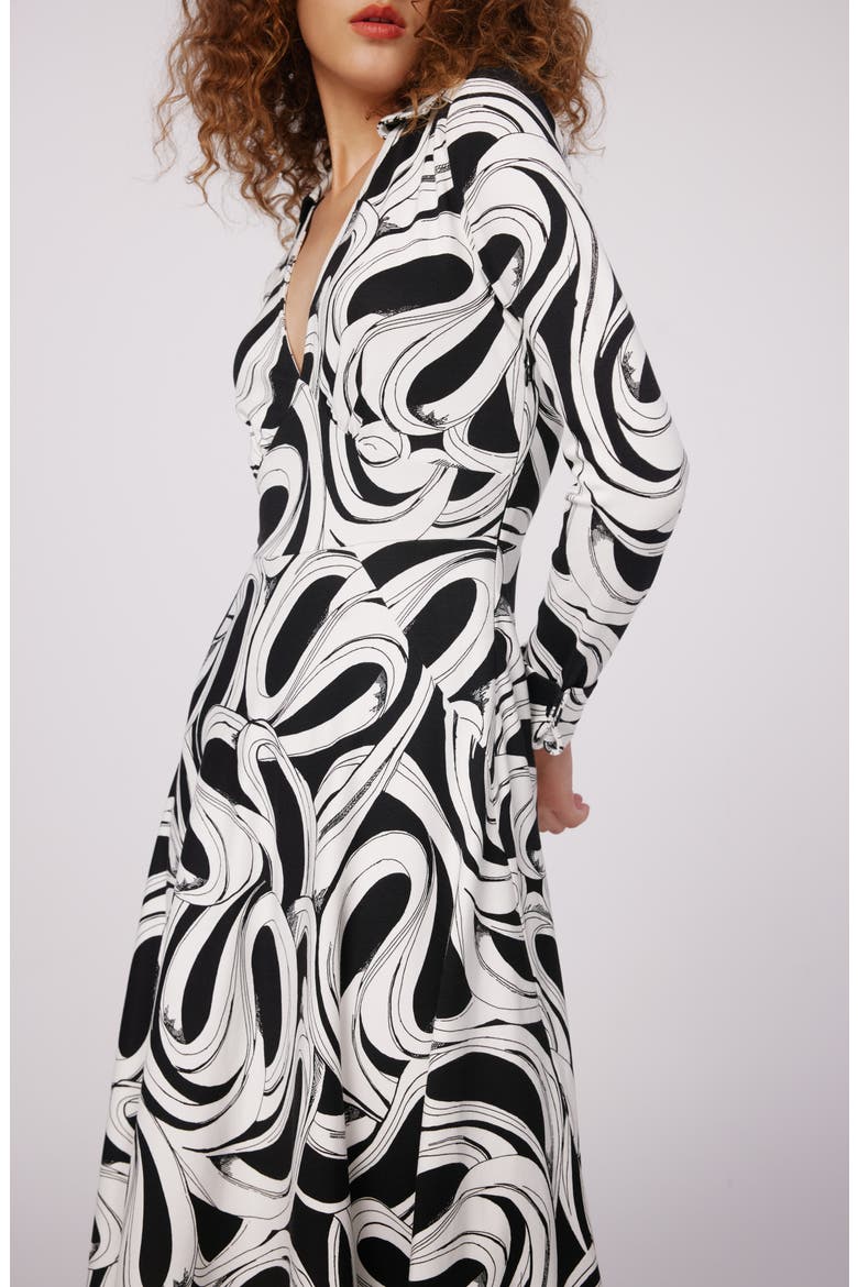 Ryan Abstract Print Long Sleeve Dress, Alternate, color, CASSETTE TAPE IVORY MED