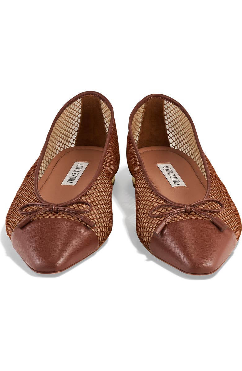 Aquazzura Gioia Cap Toe Ballet Flat, Alternate, color, Tobacco/ Rich Cognac
