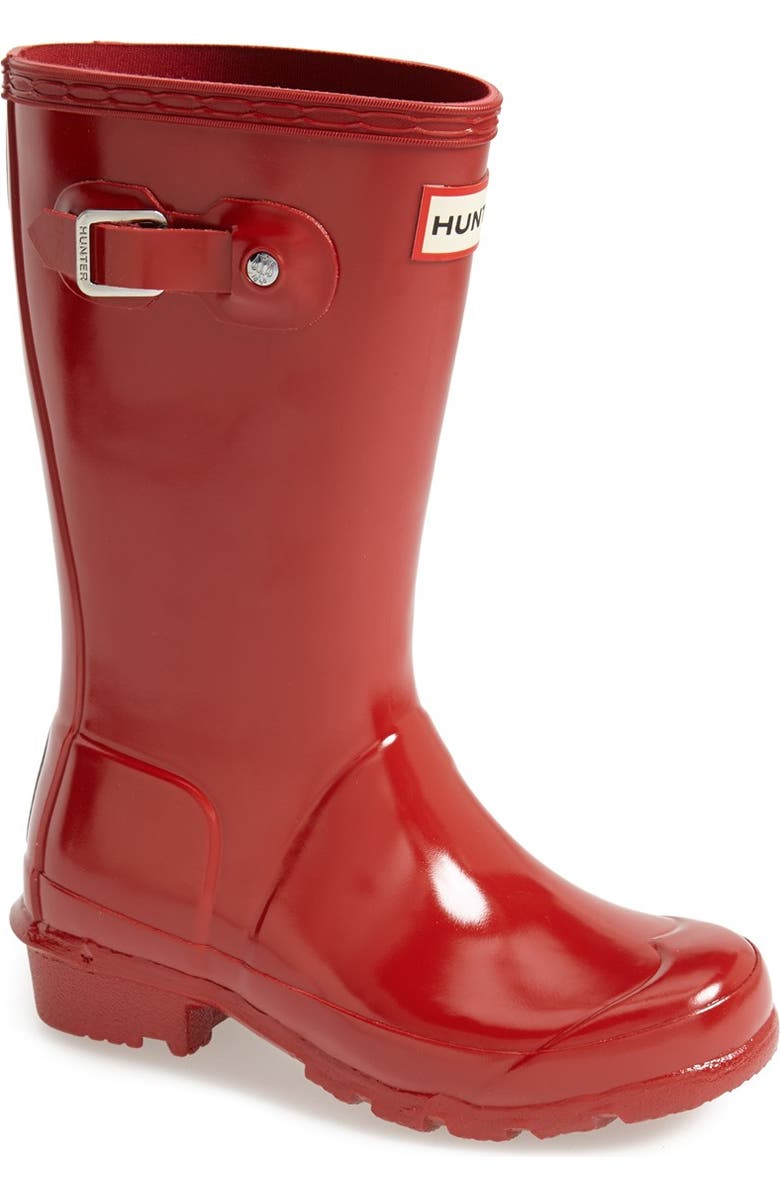 Hunter Kids' Original Gloss Waterproof Rain Boot, Main, color, Military Red