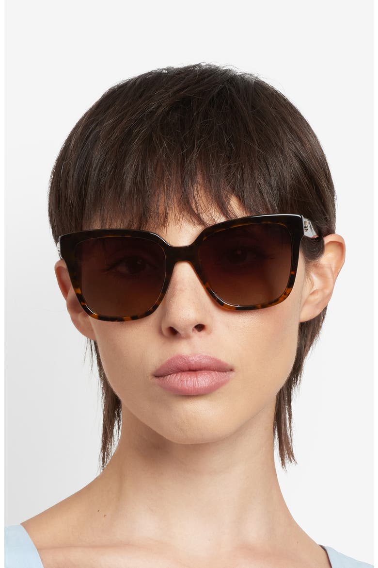 kiya 56mm square sunglasses, Alternate, color, BLACK HAVANA/ BROWN SF