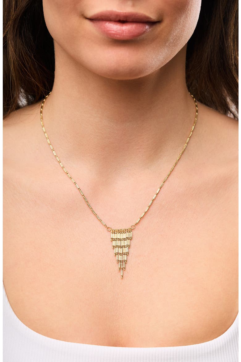 14K Gold Beaded Fringe Chain Necklace, Alternate, color, 14K YELLOW GOLD