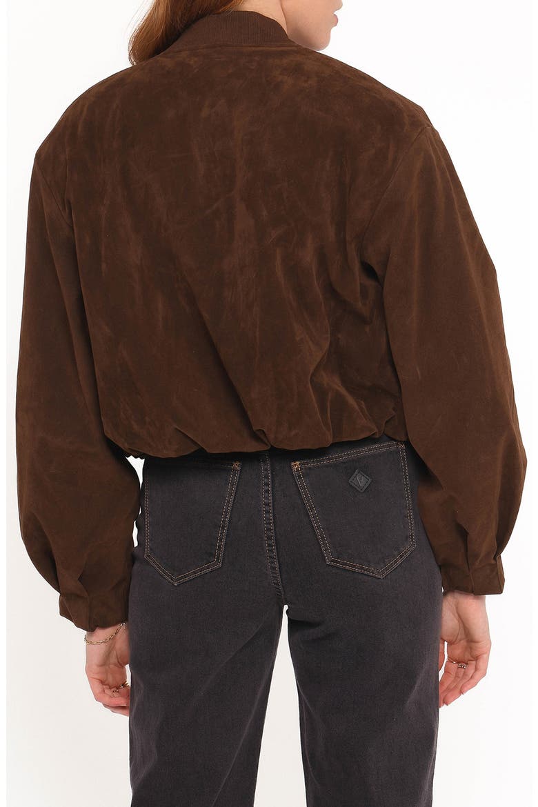 Goldie Faux Suede Bomber Jacket, Alternate, color, BROWN
