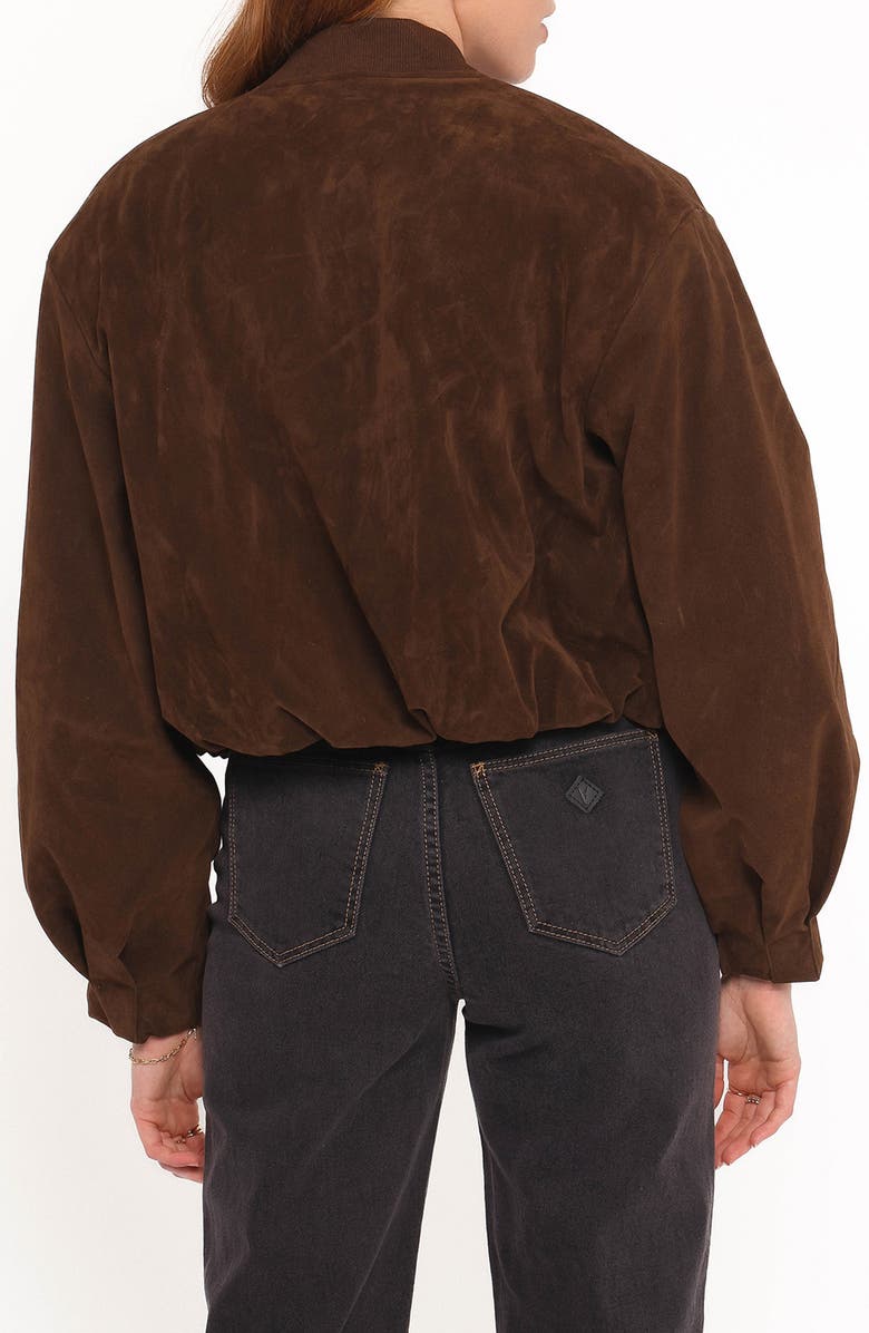 Petal & Pup Goldie Faux Suede Bomber Jacket, Alternate, color, Brown