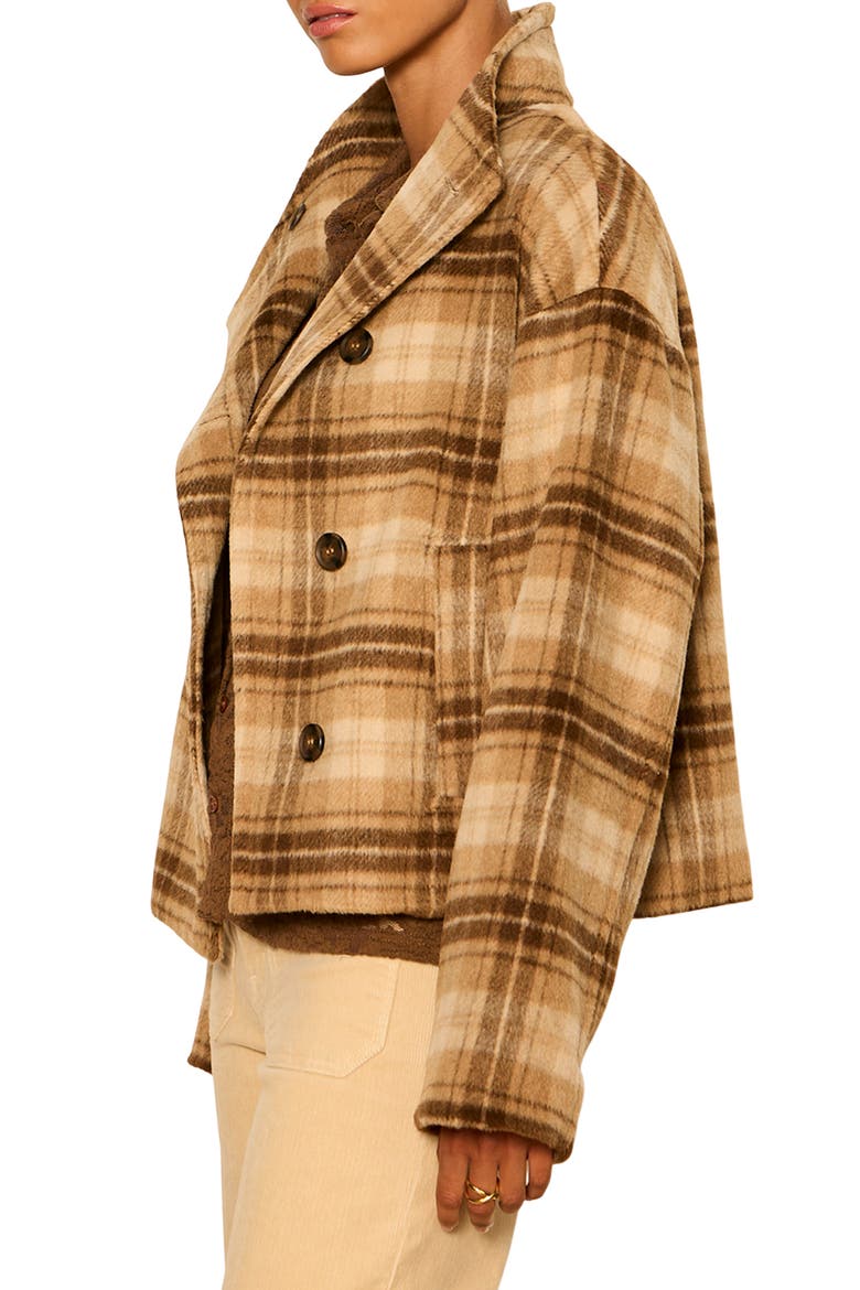 Avery Plaid Asymmetric Jacket, Alternate, color, DARK BONE IVORY