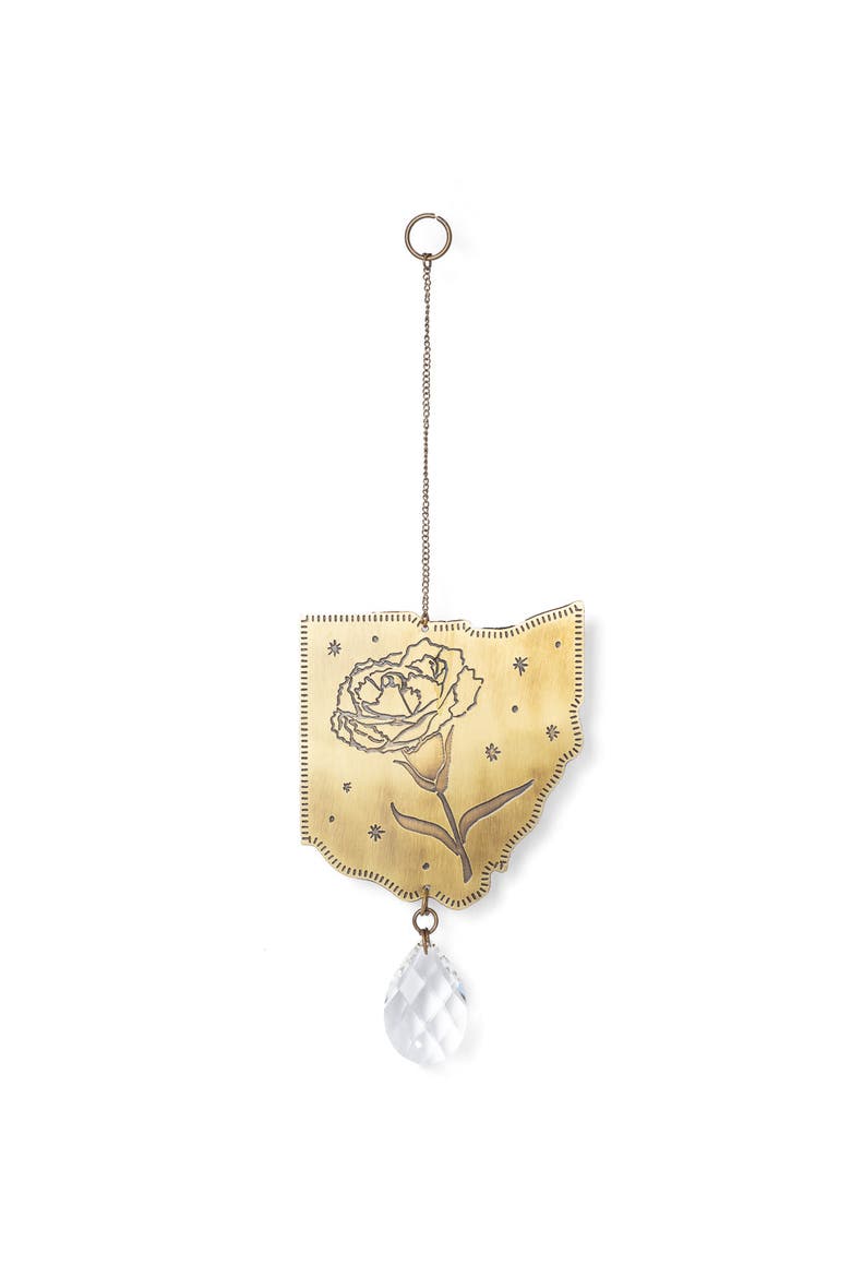 Ohio State Carnation Engraved Suncatcher, Main, color, Brass