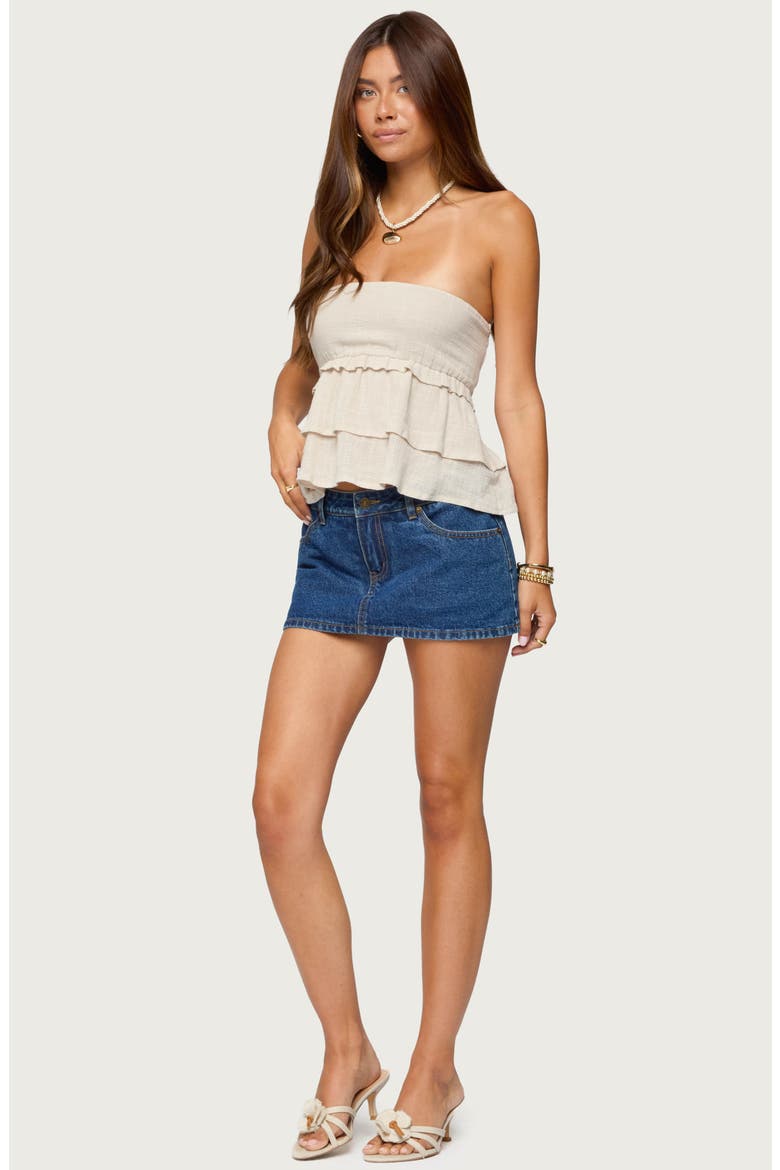 Strapless Peplum Top, Alternate, color, STONE