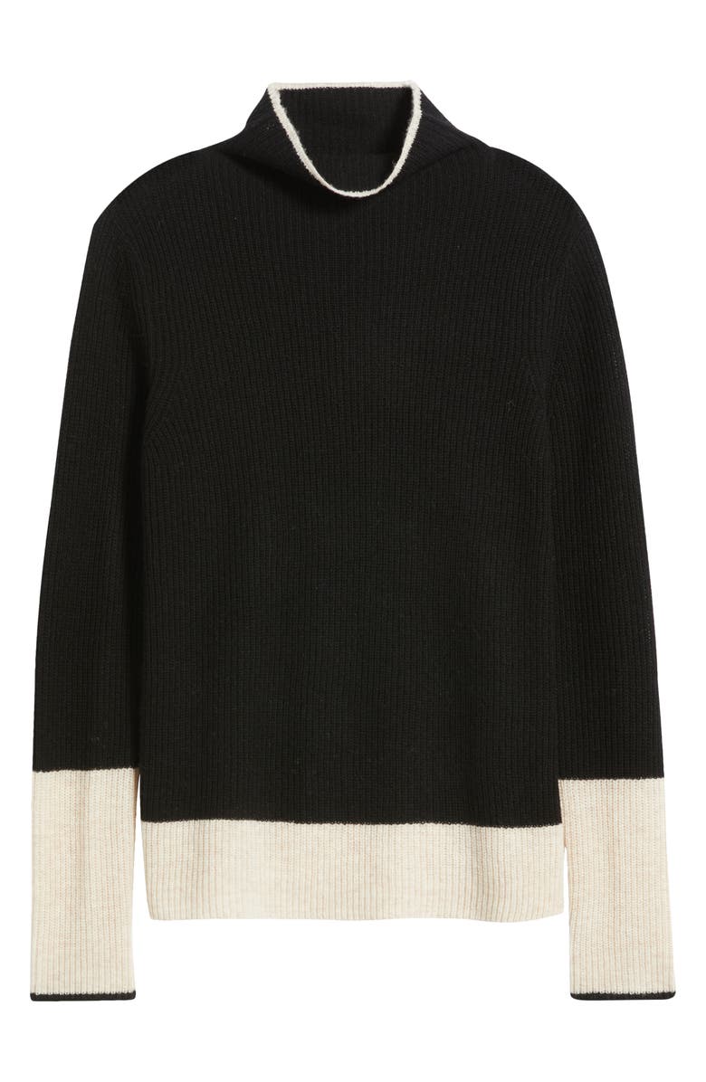 Griffen Contrast Trim Wool & Cashmere Funnel Neck Sweater, Alternate, color, 