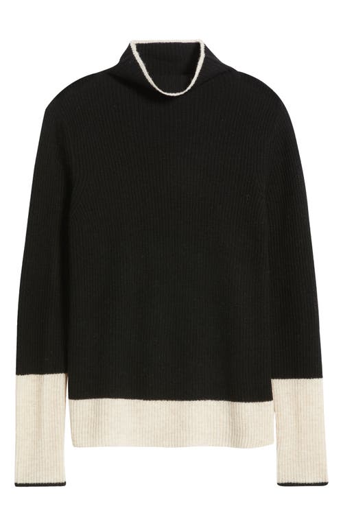 Griffen Contrast Trim Wool & Cashmere Funnel Neck Sweater In Multi