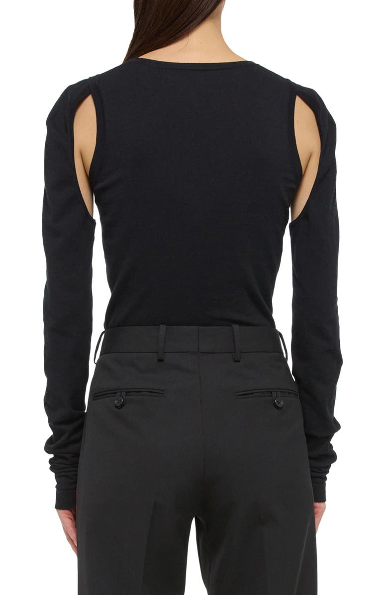 Helmut Lang Cotton Shoulder Cutout Sweater, Alternate, color, Black